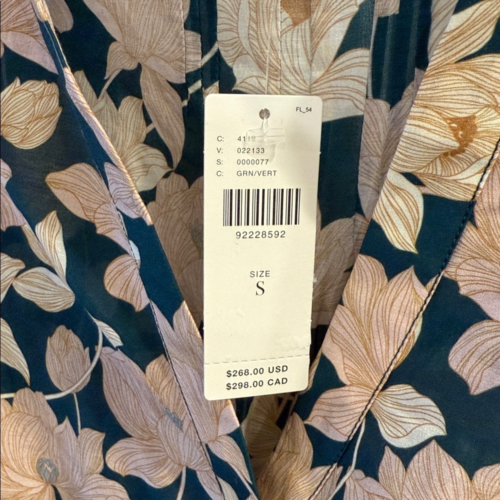 Floral Button-Front Blouse in Teal and Blush - Women's - Picture 4 of 4